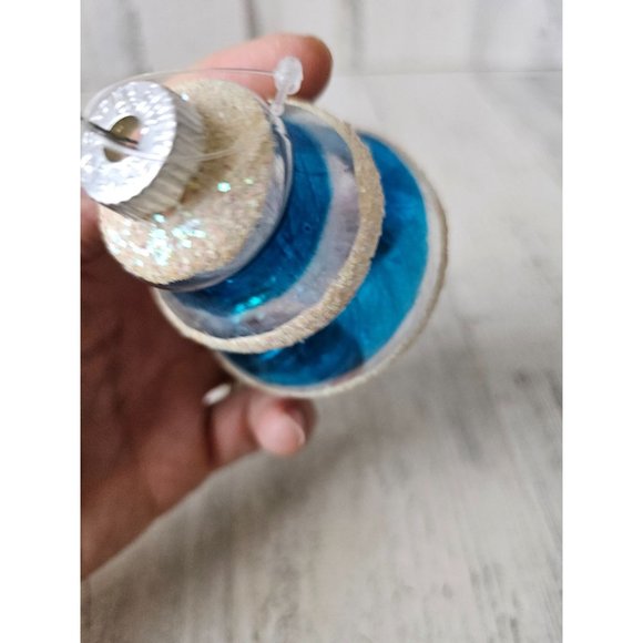 Radko tree tinsel glitter blue vintage ornament glass Xmas tree - Picture 5 of 9